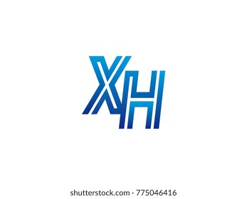 Blue letter XH logo vector