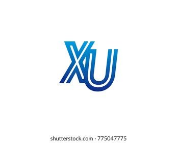 Blue letter XU logo vector