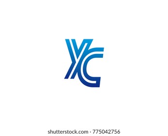 Blue letter YC logo vector