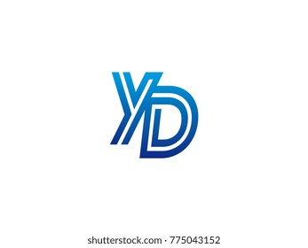 Blue letter YD logo vector