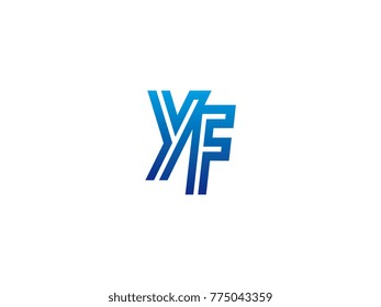 Blue letter YF logo vector