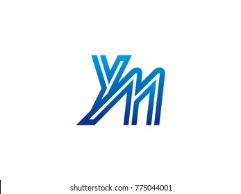 Blue letter YM logo vector