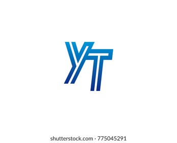 Blue letter YT logo vector