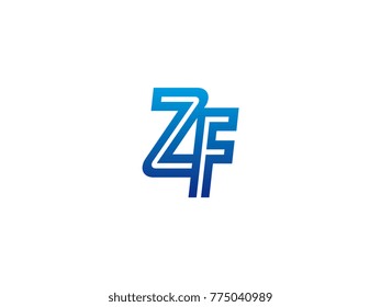 Blue letter ZF logo vector