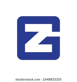 Blue Letter ZG or GZ Logo design.