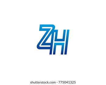Blue letter ZH logo vector
