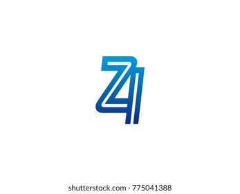 Blue letter ZI logo vector