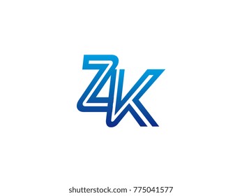 Blue letter ZK logo vector