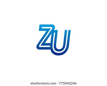 Blue letter ZU logo vector