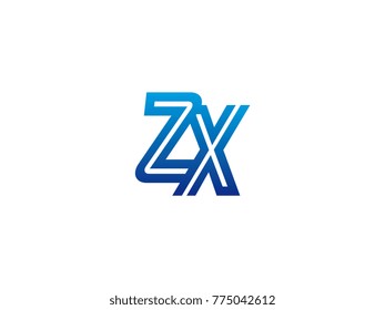 Blue letter ZX logo vector