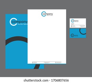 Blue Letterhead, Business Card Set with Logo Design