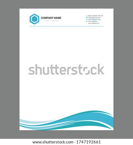 Blue Letterhead Template for Print with Logo 