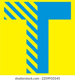 letras azules sobre fondo amarillo