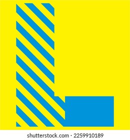 blue letters on a yellow background