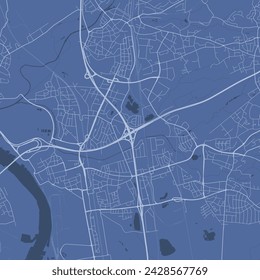 Blue Leverkusen map, Germany. Vector city streetmap, municipal area.