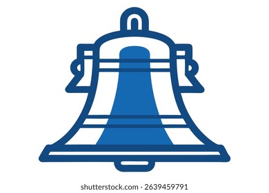 Blue Liberty Bell Icon Illustration on White Background