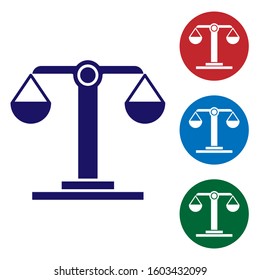 Blue Libra zodiac sign icon isolated on white background. Astrological horoscope collection. Set color icons in circle buttons. Vector Illustration