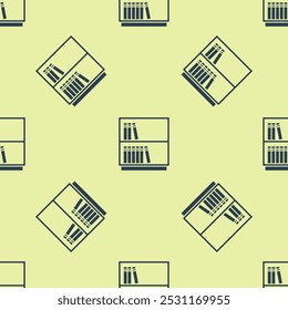 Ícone de estante de livros da Biblioteca Azul isolou um padrão perfeito no plano de fundo amarelo.  Vetor