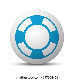 Blue Life Buoy icon on sphere on white background