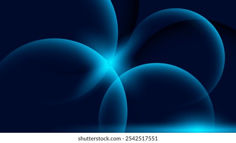 blue light abstract background with circles. technology landing page design