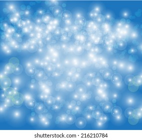 Blue Light Abstract background. Festive Christmas background. Elegant abstract background with bokeh defocused lights and stars,
