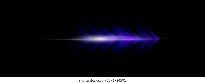 Blue light abstract background., neon arrow banner, glowing  blue trail. Cyberpunk laser effect with dynamic speed rays. Electric energy effect for branding, web,  Futuristic poster