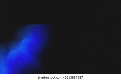 blue light abstract shape, dark grainy black blue background, noise texture  backdrop design