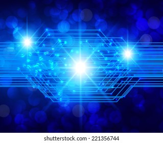 blue Light Abstract Technology background for computer graphic website and internet. Defocused Light, Flickering Lights, Vector abstract festive background with bokeh defocused lights. stars. 