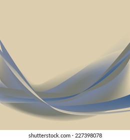 Blue light abstract wave on isolated beige background horizontal