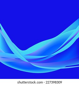 Blue light abstract wave on isolated blue darkt background horizontaly