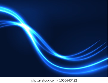 Blue light background curve line technology digital lighting background design for messages, presentations, brochures and flyers. Vector Illustration