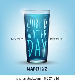 Blue light background with glass of water.vector