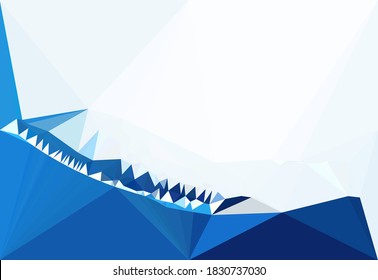 fondo de luz azul con triángulos de origami. estilo de polos bajos. fondo futuro para diversos fines, afiche, banner, portada, tarjeta, plantilla, paisaje, sitio web, blog, decoración y embalaje
