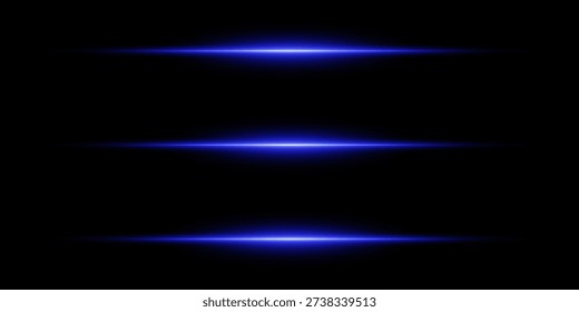 Blue light beams creating an abstract optical flare effect on a black background