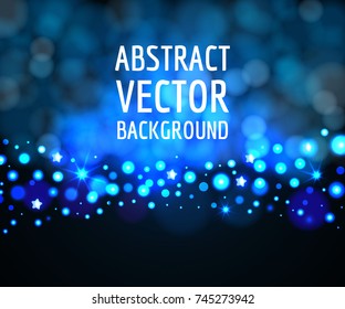 Blue light bokeh background, with sparkles, vector illustration