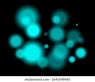 Blue light bokeh. Soft blurry circles in random size and opacity on dark background. Atmospheric and abstract, fits dreamy, festive, or sci-fi themes.