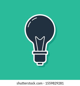 Blue Light bulb with concept of idea icon isolated on green background. Energy and idea symbol. Inspiration concept.  Vector Illustration