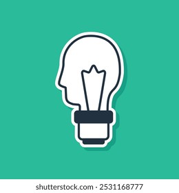 Blue Light bulb with concept of idea icon isolated on green background. Energy and idea symbol. Inspiration concept.  Vector