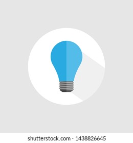 The blue light bulb flat icon.