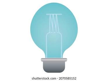 Blue Light Bulb Icon On White Background.