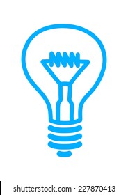 Blue light bulb icon on white background