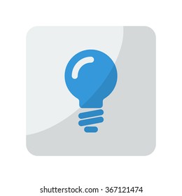 Blue Light Bulb Icon On Grey Rounded Square Button On White