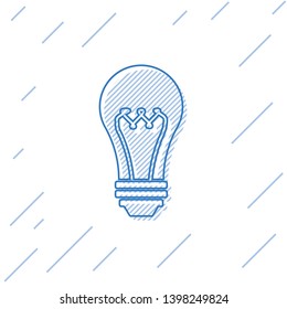 Blue Light bulb line icon isolated on white background. Energy and idea symbol. Lamp electric. Vector Illustration