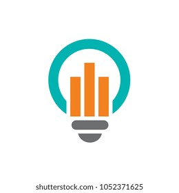 Blue Light Bulb Symbol Combined With Orange Statistics Chart, Vector Illustration Design