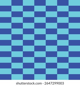 Blue and light blue checkerboard pattern background. Seamless tile. Geometric grid