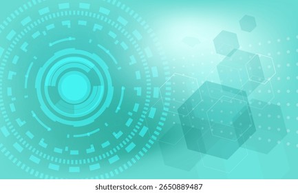 Luz azul círculo circuito hud con forma de hexágono ciberespacio abstracto de alta tecnología de fondo