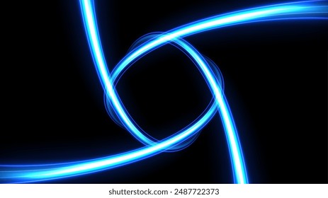 Blue Light Circle Effect on Dark Background, Vector Illustration