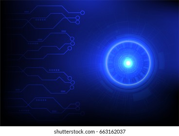 Blue light circle with hi-tech lines