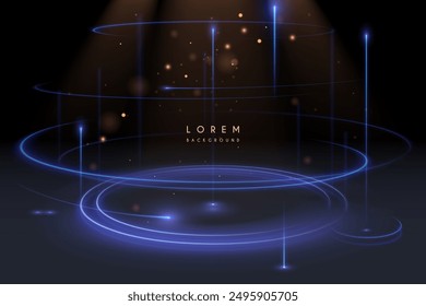 Blue light circle lines on black background