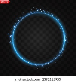 Los círculos de luz azul brillan, azul brillante